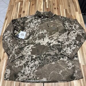 Realtree Pullover Mens 3XL Camo 1/2 Zip Wav3X Hunting Outdoor Performance NWT